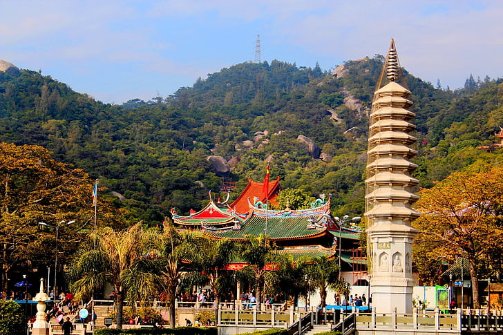 Ķīna, pagoda, daba, senatne, struktūra, rudens, templis