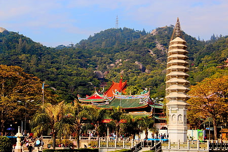 Chine, pagode, nature, antiquité, structure, automne, Temple