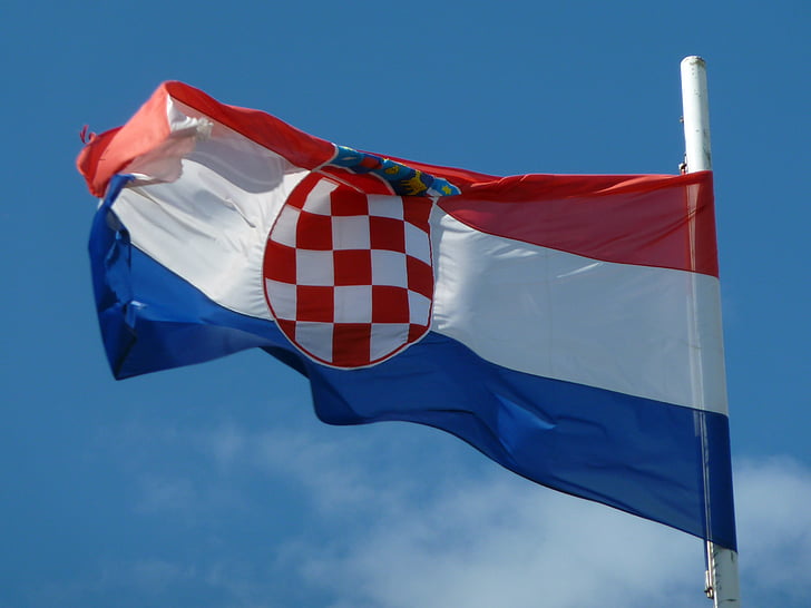 croatia, flag, emblem, national colours, croatian flag, landesfarben, blow