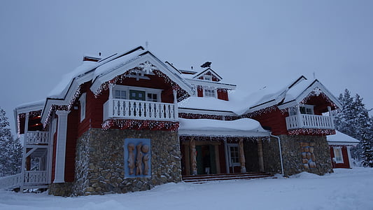 Lappland, hus, snö