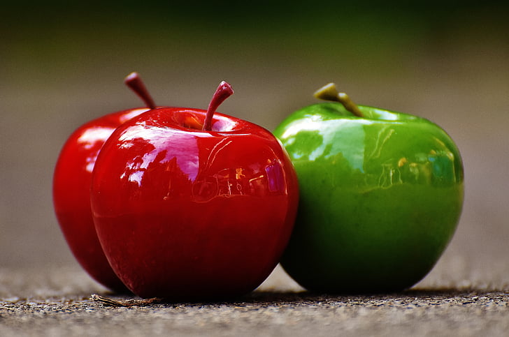 Apple, merah, hijau, buah, Deco, dekorasi, apel merah