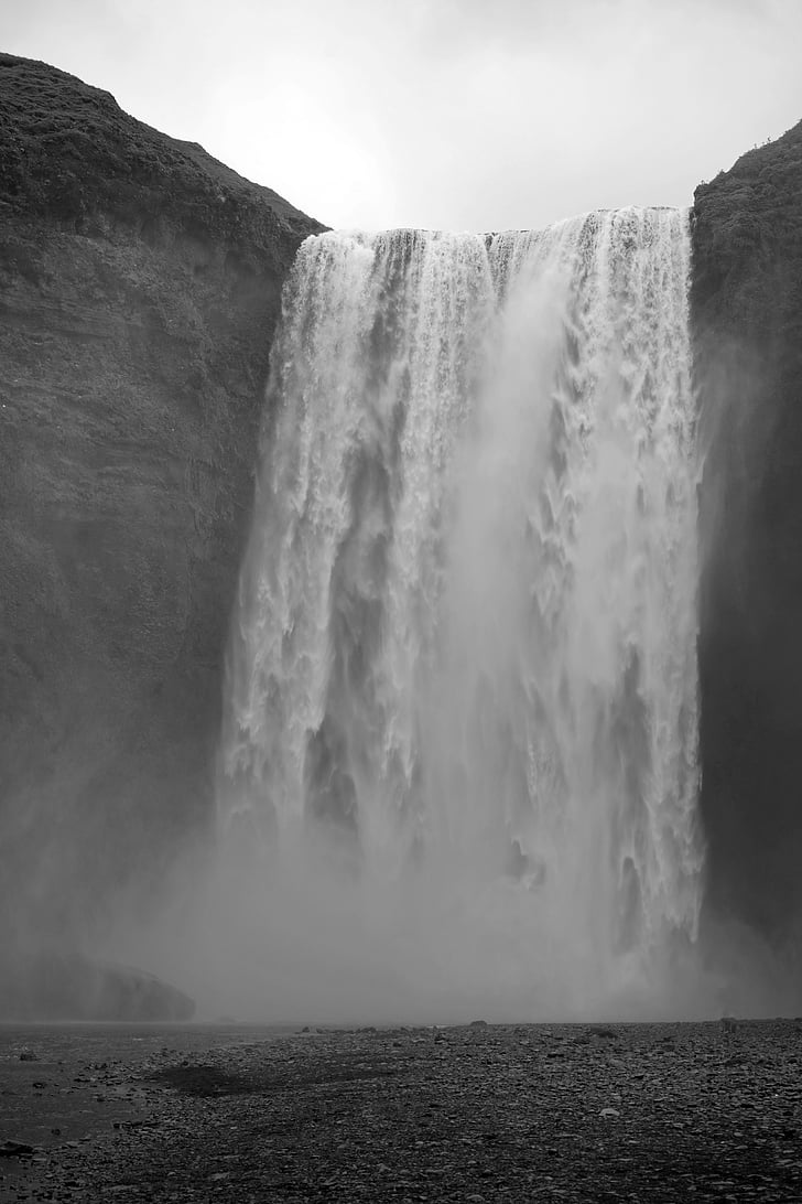 vattenfall, Island, enorma, Skogafoss, imponerande