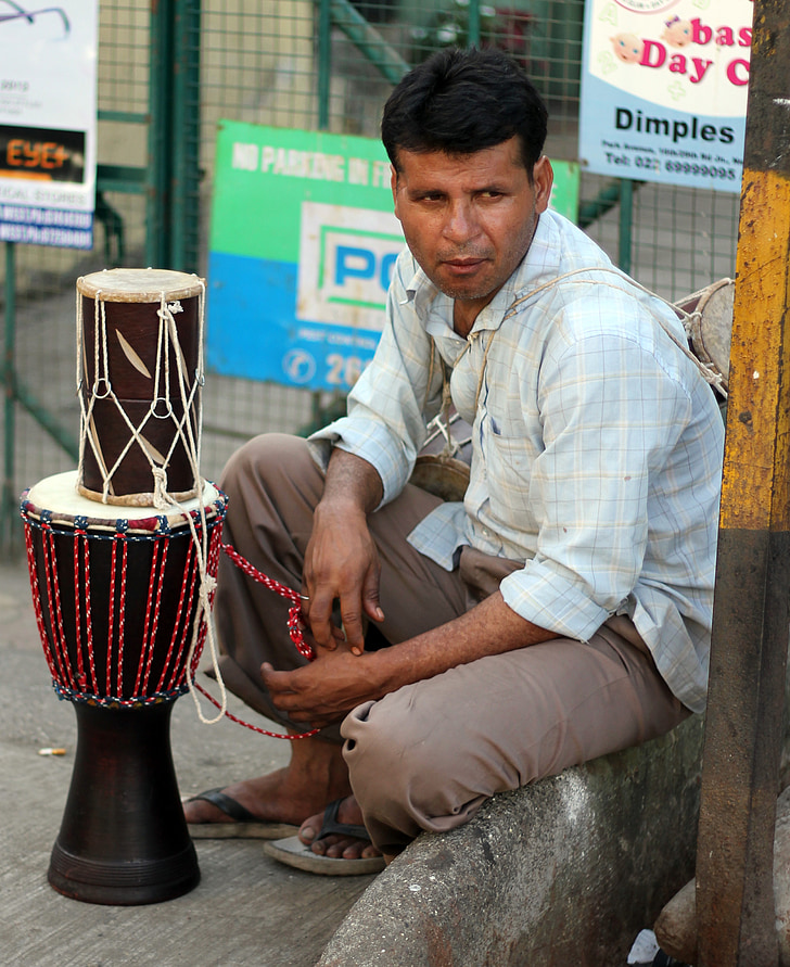 trummid, müüja, Street, India, India, Kaupmees