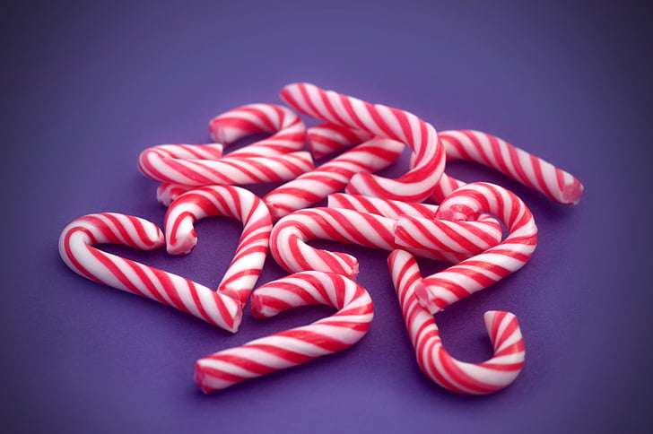Candy cukurniedrēm, konfektes, cukurniedres, ziemas, Ziemassvētki, sirds, kaudze