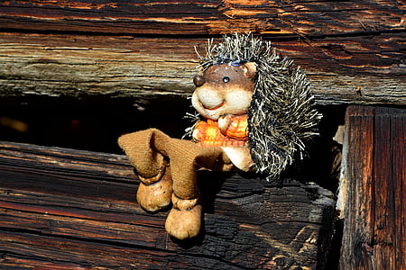 hedgehog, figure, wood, brown, wood - Material, christmas, decoration