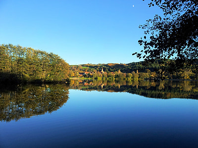 Lago, Saint-eloy-les-mines, Isla, paisaje, verano, reflexión, naturaleza