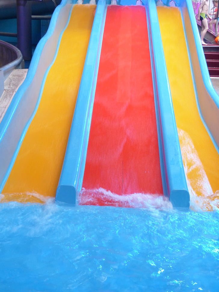 water slide, slide, water, water park, speed, colorful, color