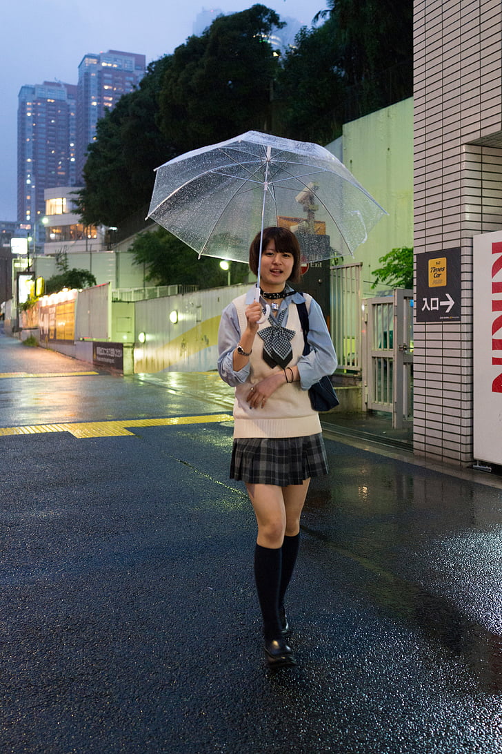 Mädchen, asiatische, Regenschirm, Liebe, Frau, Japanisch, Teen