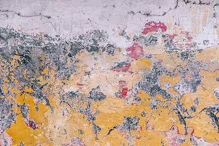 pared, pintura, pintura, antiguo, amarillo, pelado, fondos