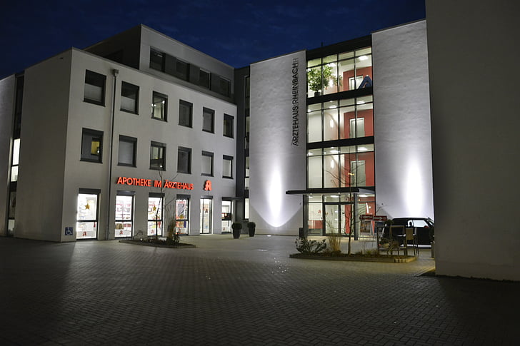 Alemanha de Rheinbach, edifício, noite, HDR, arquitetura, à noite