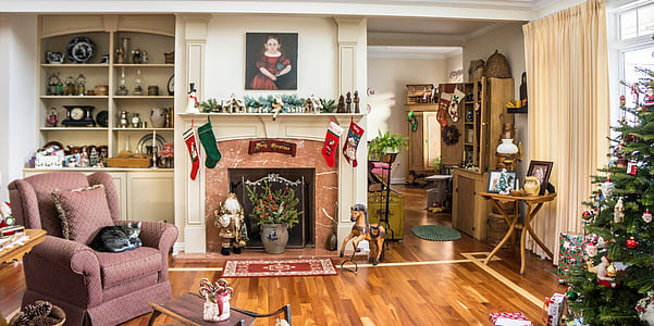 tradisjonelle hjem, dekorasjoner, Christmas, Xmas, ferie, innendørs, interiør