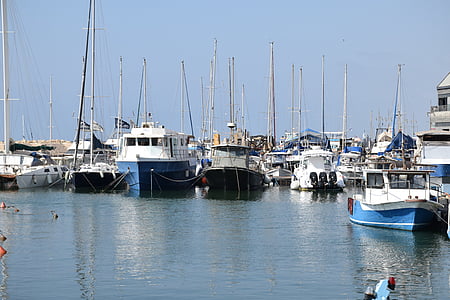 boten, haven, Jaffa, boot, water, zee, poort