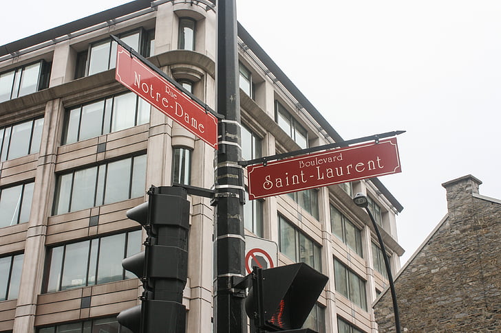 Straat, teken, Montreal, oude montreal, Québec, Canada, richting