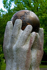 Globe, világ, kezek, hozzáférés, Lift, tartsa