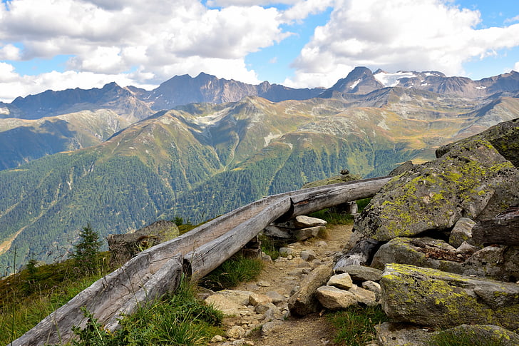 Trail, landskab, vandet løbe, bjerge, væk, Se, Alpine