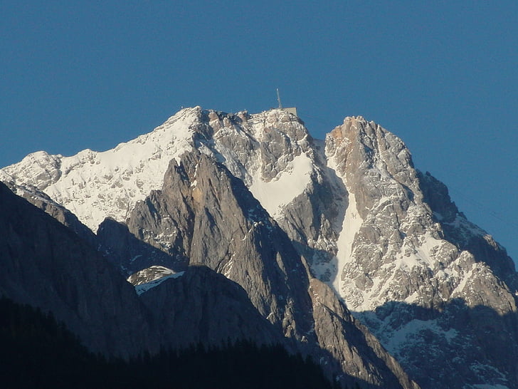 Zugspitze, Alpine, hory, Summit, stínohra, horolezectvo, horskej krajiny