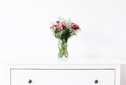 bijeli, roza, ruža, cvijet, ukras za sredinu stola, ruža, cvijeće