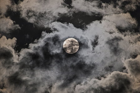 个月, 晚上, 云彩, 天空, 卢娜, 云的天空, 月亮