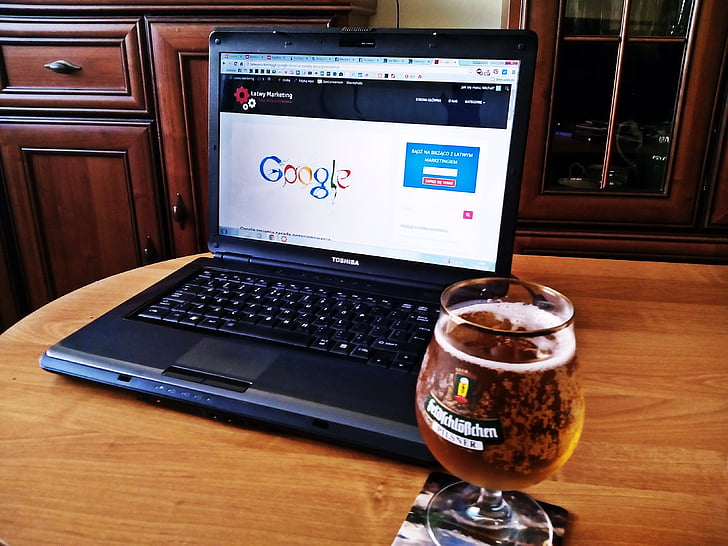 laptop, computer, Marketing, Google, øl, mus, reklame