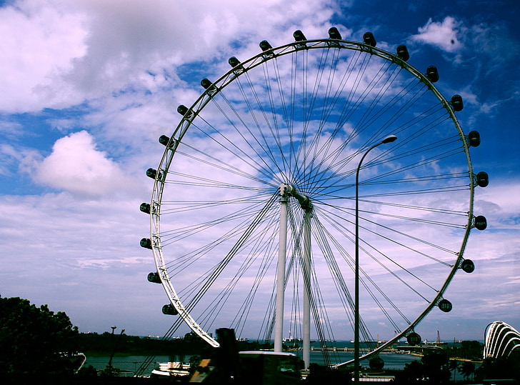 Singapore Flyer-maailmanpyörä, ennätyksen, Ride, huvi, metallien, kierros, taivas