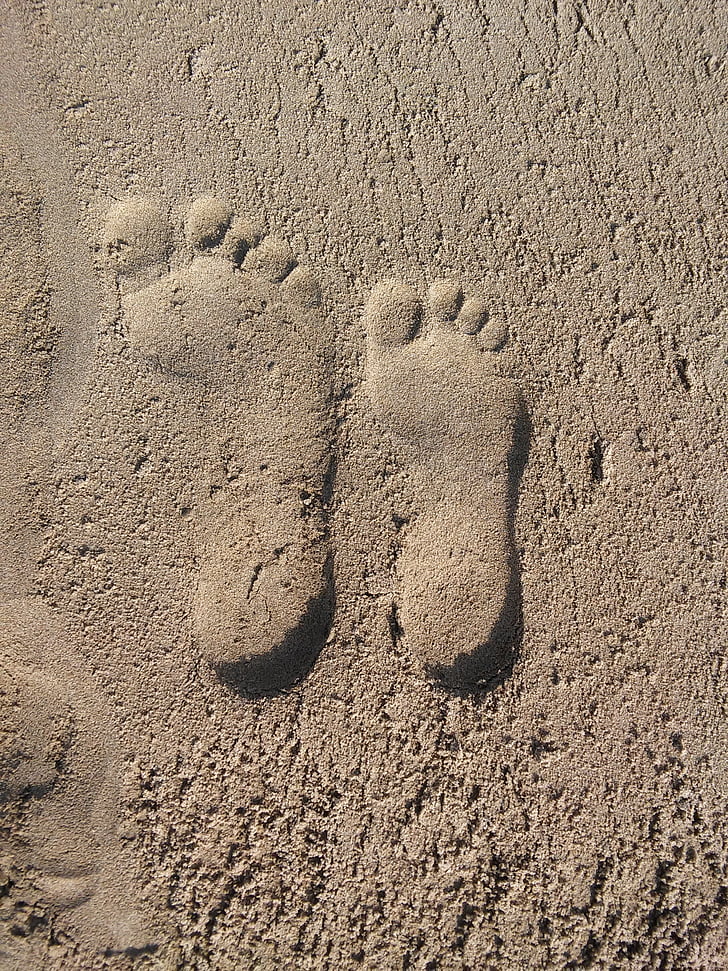 пясък, плаж, отпечатък, текстура, крак, море