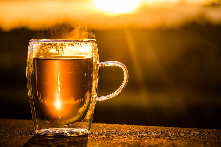 tējas tasīti, tasi tējas, tee, dzēriens, karstā, tvaika, piparmētru tēja
