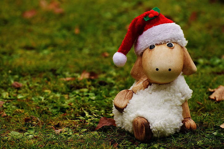 Božić, ovce, Deco, kapu Djeda Mraza, keramika, slatka, slika