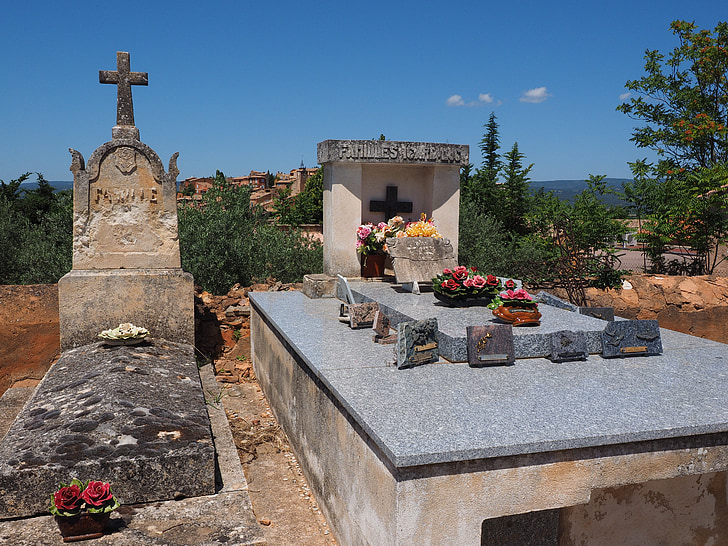 cavoul, cimitir, morminte, placă funerară, Vechiul Cimitir, Roussillon, mormântul