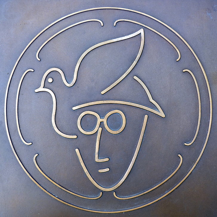 John lennon, tấm biển tưởng niệm, plackette, The Beatles, chim bồ câu hòa bình