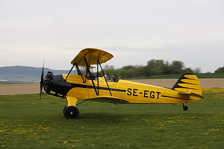 Sueco, Focke-wulf stieglitz, avião, avião, nuvens, céu, transporte