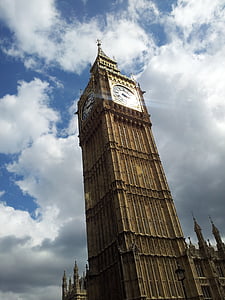 Londra, grande ben, Inghilterra, Regno Unito, famoso, cielo, nuvole