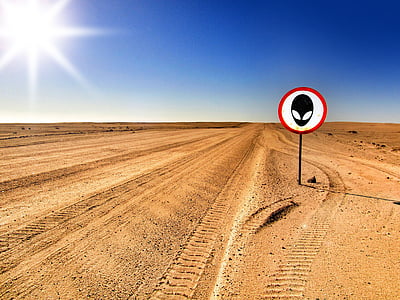 área 51, Alien, aviso, deserto, Embora, estrada, rastreamento
