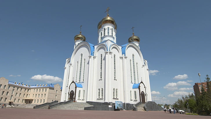 Kazachstan, Almaty, ruština, pravoslávna, kostol, kazaština, modrá
