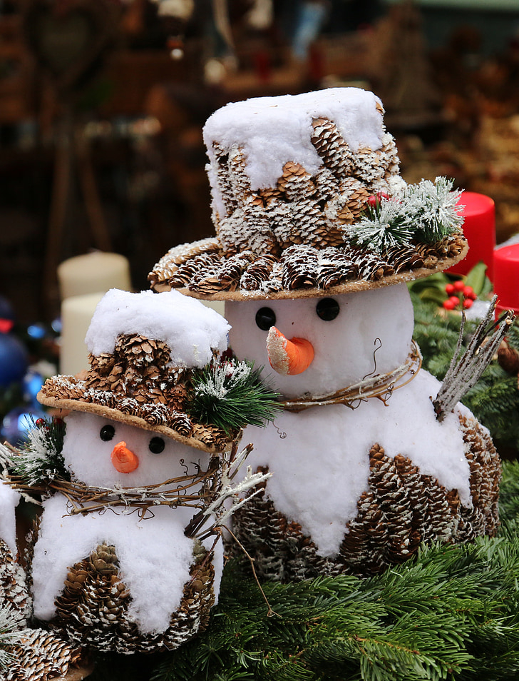 Snowmen, Nuremberg, Ziemassvētku tirgus, Ziemassvētki, Ziemassvētku rotājumi, ziemas, apdare