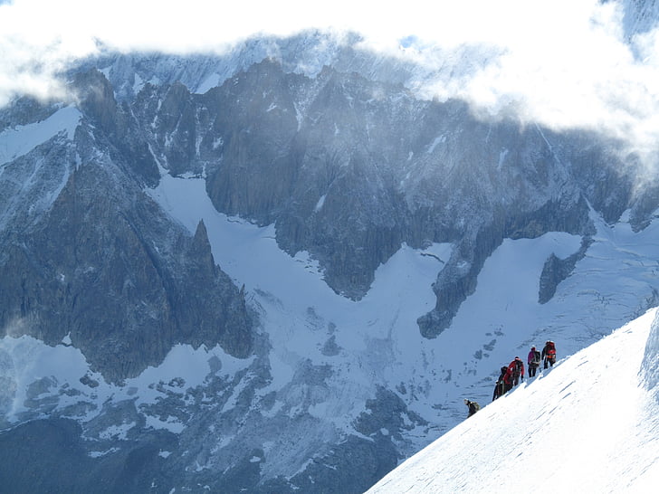 Mountain, sne, bjergbestigning, bjerglandskab, klatring, eventyr, topmødet