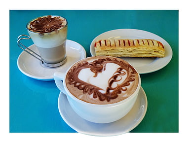 treats for two, coffee, mocha, bakery, turnover, coffee love, coffee shop