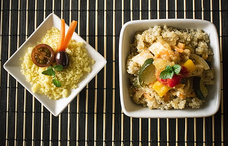 cuscus, quinoa, verdure, cibo sano, insalate, carota, sano