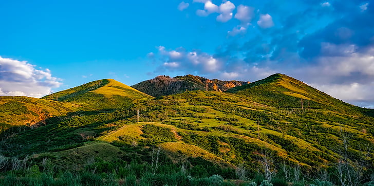 Utah, Panorama, hory, krajina, malebný, obloha, mraky
