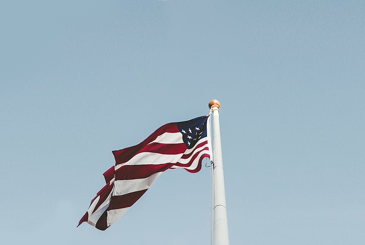 American flag, flag, flag pole, patriotism, sky, united states of america, usa