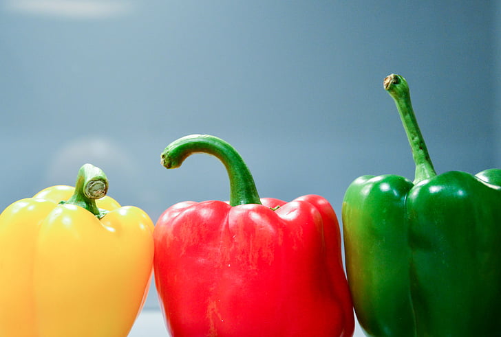 photo, three, yellow, red, green, bell, peppers
