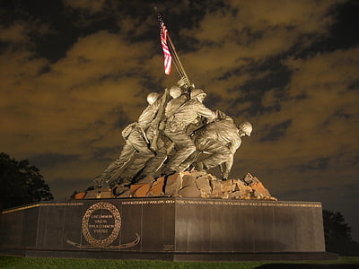 ne marini war memorial, noapte, Iwo jima, America, militare, Monumentul, patriotice