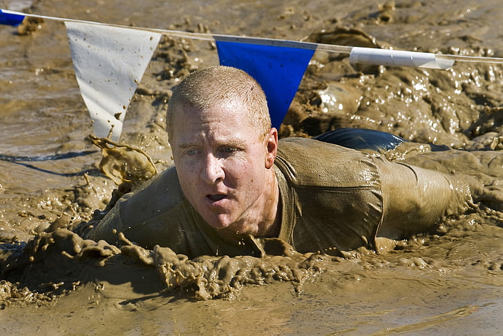 run, mud, competition, obstacle, pit, crawling, fitness