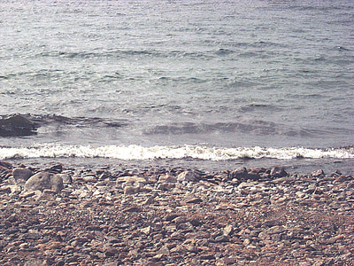 plage, pierres, vague, mer, eau, été, sable