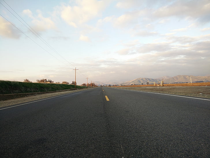 route, sunset, dusk, road, evening, nature, fields