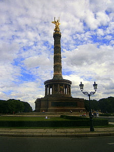 siegessäule, pillar, berlin, landmark, monument, attraction, gold