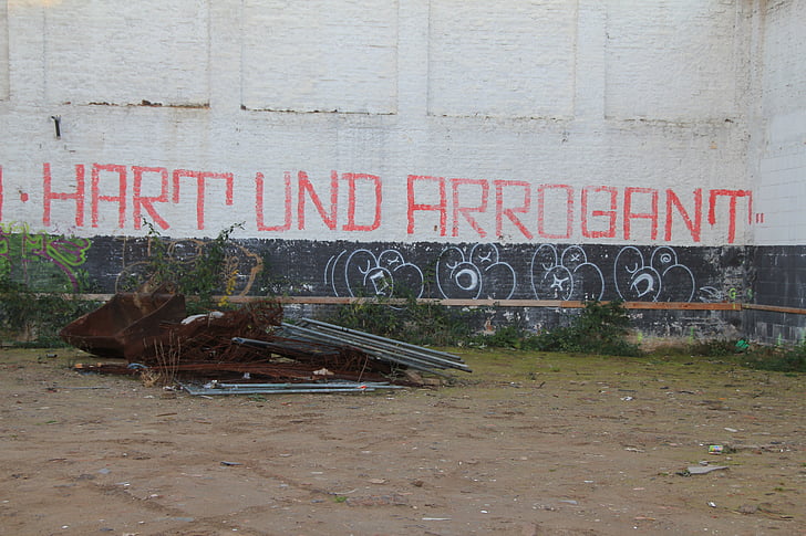 graffiti, dur, arrogants, paret, sense paraules