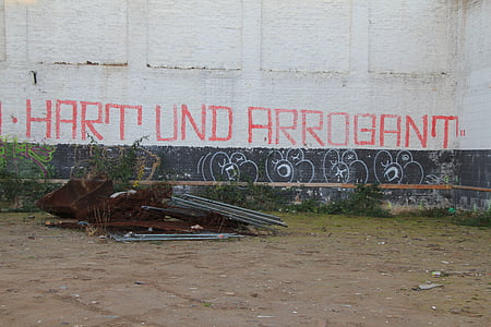 graffiti, hårdt, arrogant, væg, uden ord