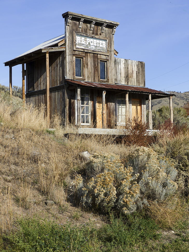 hombre muerto ranch, antigua, edificios, madera, estilo occidental, salvaje oeste, pueblo fantasma