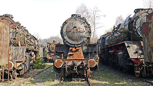 lokfriedhof, turned off, stainless, ailing, rusted, wreck, train