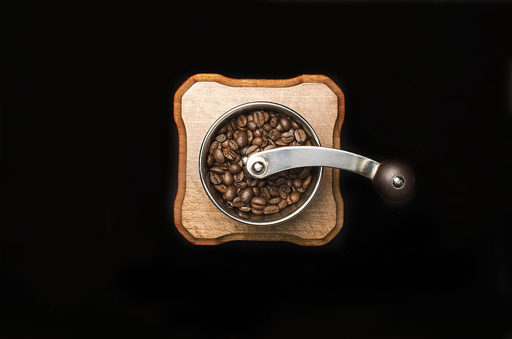 kava, grah, sjeme, smeđa, kafić, jedan objekt, crna pozadina